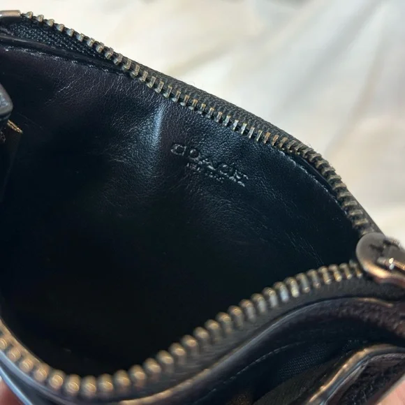 Coach Black Leather Zip Card Case Wallet - Picture 7 of 12
